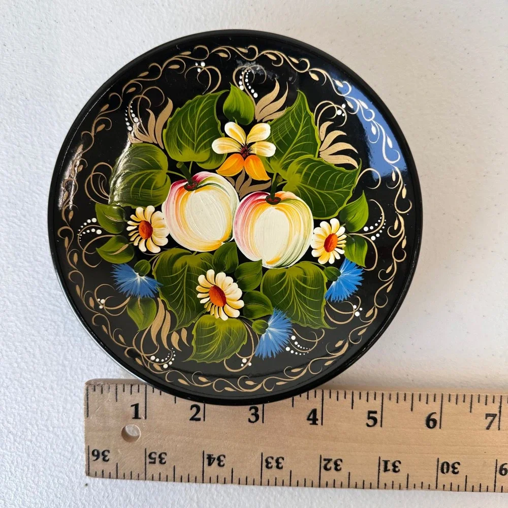 Vintage Russian Zhostovo Plate Wall Decor Handpainted Floral Folk Art‎